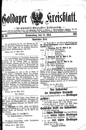 Goldaper Kreisblatt vom 18.05.1911