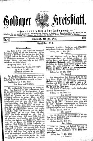 Goldaper Kreisblatt vom 21.05.1911