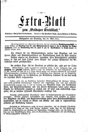 Goldaper Kreisblatt vom 30.05.1911