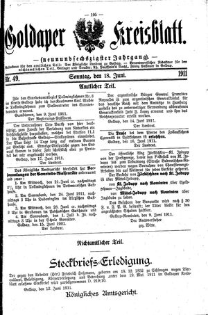 Goldaper Kreisblatt vom 18.06.1911
