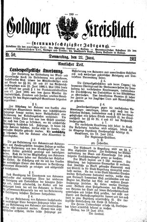 Goldaper Kreisblatt vom 22.06.1911