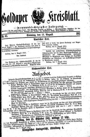 Goldaper Kreisblatt vom 13.08.1911