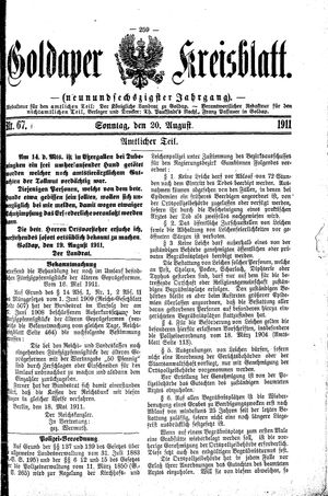 Goldaper Kreisblatt vom 20.08.1911