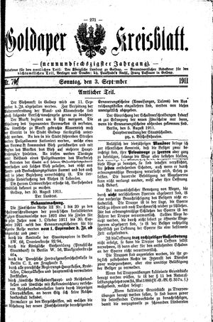 Goldaper Kreisblatt vom 03.09.1911
