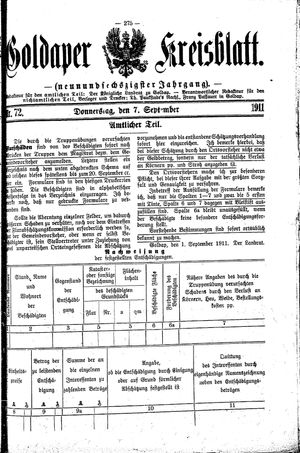 Goldaper Kreisblatt vom 07.09.1911