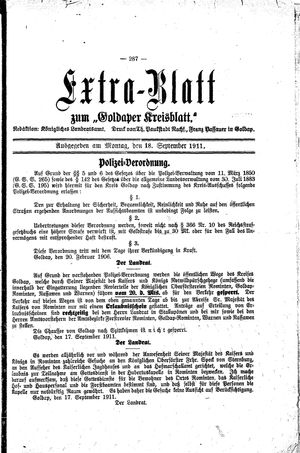 Goldaper Kreisblatt vom 18.09.1911