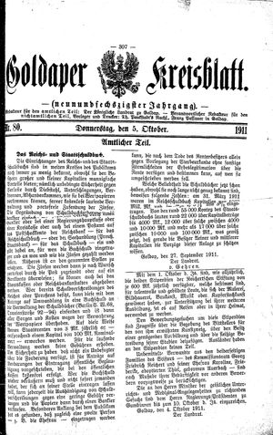 Goldaper Kreisblatt vom 05.10.1911