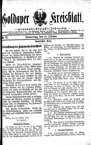 Goldaper Kreisblatt vom 12.10.1911