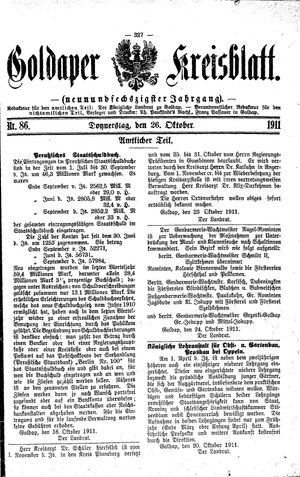 Goldaper Kreisblatt vom 26.10.1911