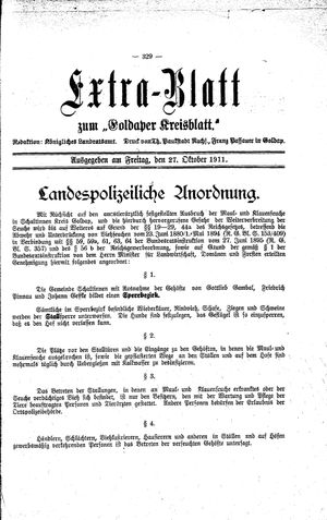 Goldaper Kreisblatt vom 27.10.1911