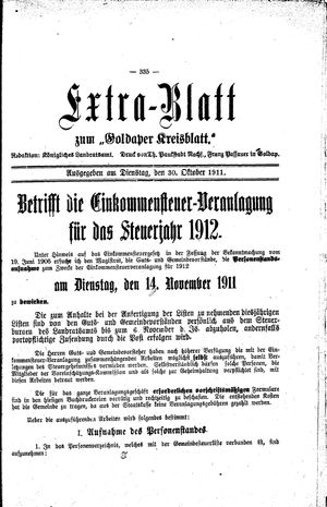 Goldaper Kreisblatt vom 30.10.1911
