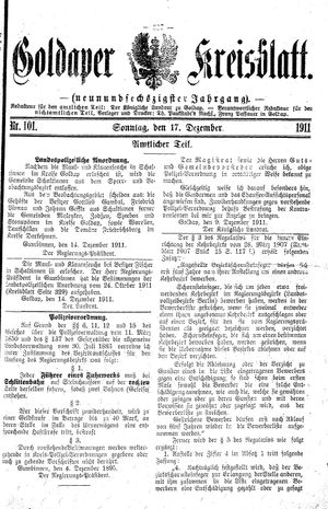 Goldaper Kreisblatt vom 17.12.1911