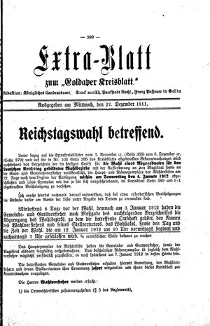 Goldaper Kreisblatt vom 27.12.1911