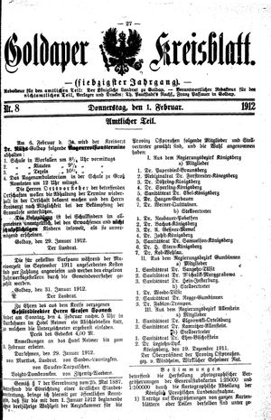 Goldaper Kreisblatt vom 01.02.1912