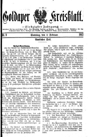 Goldaper Kreisblatt vom 04.02.1912
