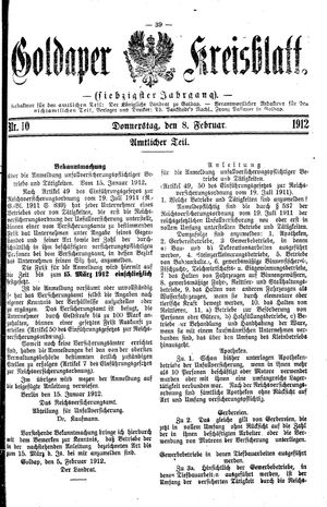 Goldaper Kreisblatt vom 08.02.1912