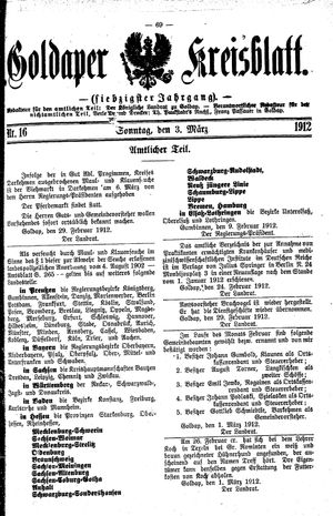 Goldaper Kreisblatt vom 03.03.1912