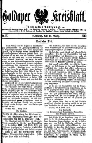 Goldaper Kreisblatt vom 10.03.1912