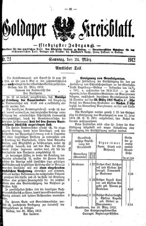 Goldaper Kreisblatt on Mar 24, 1912