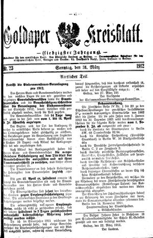 Goldaper Kreisblatt on Mar 31, 1912