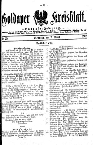 Goldaper Kreisblatt vom 07.04.1912