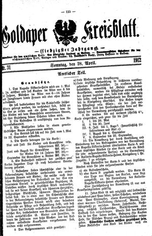 Goldaper Kreisblatt on Apr 28, 1912