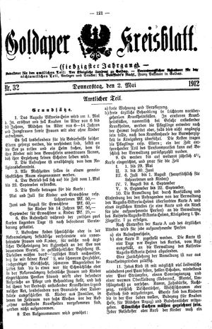 Goldaper Kreisblatt vom 02.05.1912
