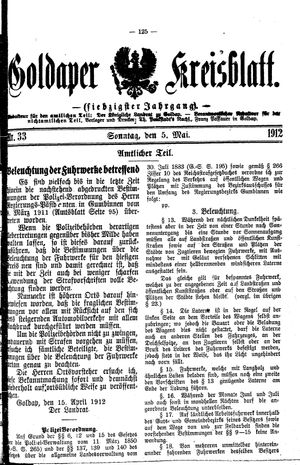 Goldaper Kreisblatt vom 05.05.1912