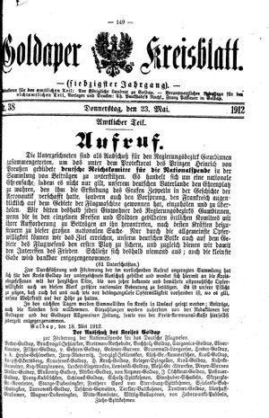 Goldaper Kreisblatt vom 23.05.1912