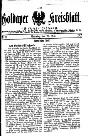 Goldaper Kreisblatt vom 26.05.1912