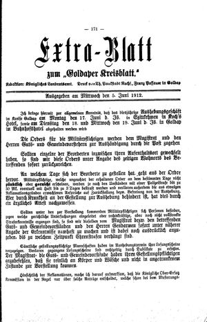 Goldaper Kreisblatt vom 05.06.1912