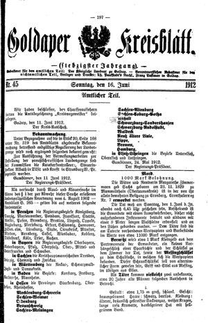 Goldaper Kreisblatt on Jun 16, 1912