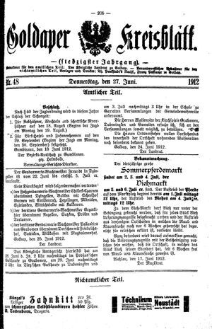 Goldaper Kreisblatt vom 27.06.1912