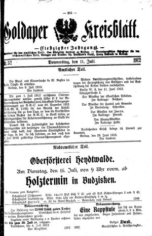 Goldaper Kreisblatt vom 11.07.1912