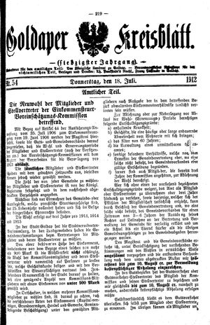 Goldaper Kreisblatt vom 18.07.1912