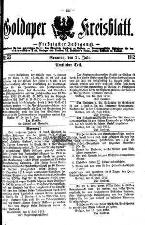 Goldaper Kreisblatt on Jul 21, 1912