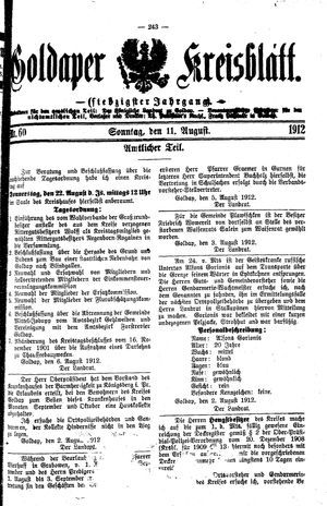 Goldaper Kreisblatt vom 11.08.1912
