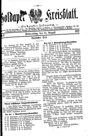 Goldaper Kreisblatt vom 15.08.1912