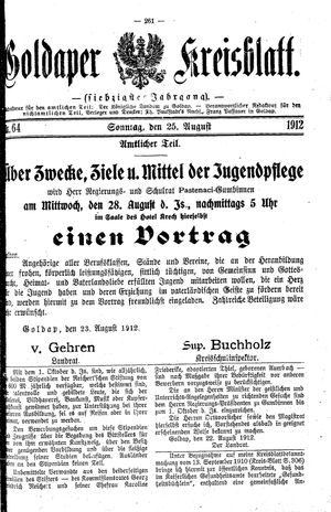 Goldaper Kreisblatt vom 25.08.1912