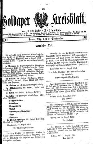 Goldaper Kreisblatt vom 05.09.1912