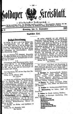 Goldaper Kreisblatt vom 15.09.1912