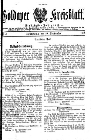 Goldaper Kreisblatt vom 19.09.1912
