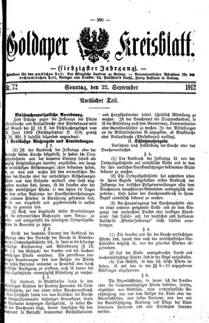 Goldaper Kreisblatt vom 22.09.1912