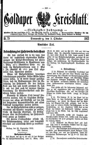 Goldaper Kreisblatt vom 03.10.1912