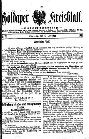 Goldaper Kreisblatt vom 06.10.1912