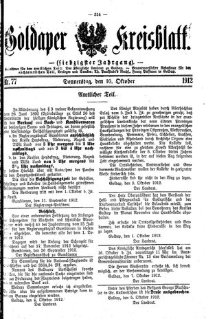 Goldaper Kreisblatt vom 10.10.1912