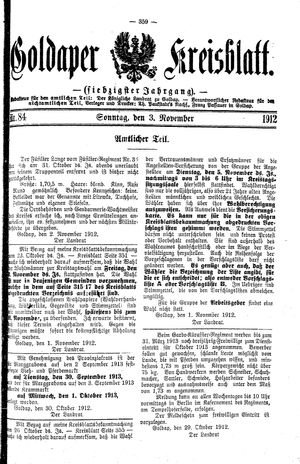 Goldaper Kreisblatt vom 03.11.1912