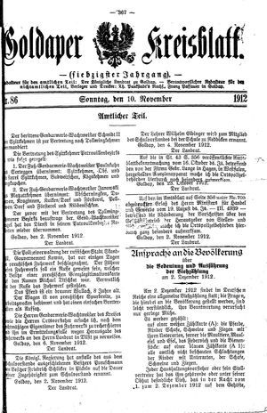 Goldaper Kreisblatt vom 10.11.1912
