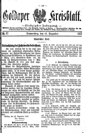 Goldaper Kreisblatt vom 19.12.1912