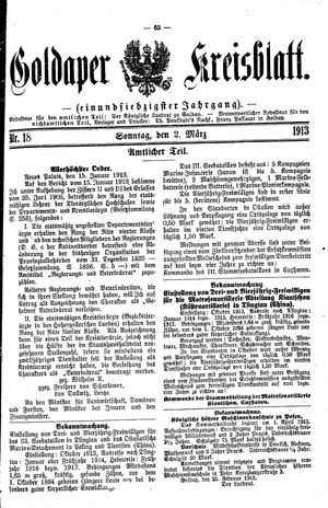 Goldaper Kreisblatt on Mar 2, 1913